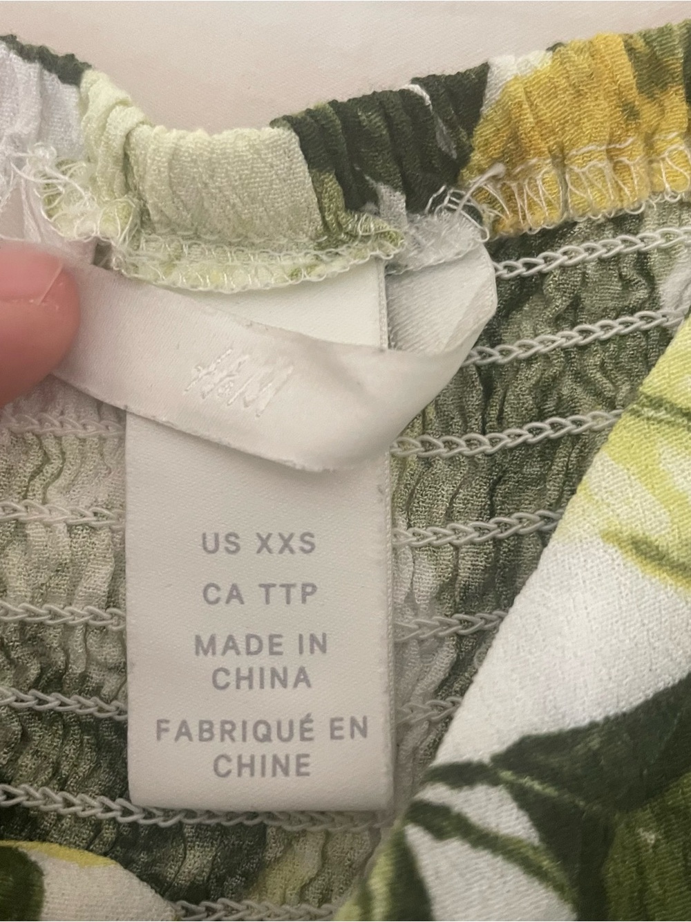 H&M Lemon Leaf Ruffle Strap Tank Top - White, Yellow & Green - Picture 3 of 5